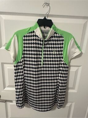 Ladies Jofit  Black & White Diamond golf polo